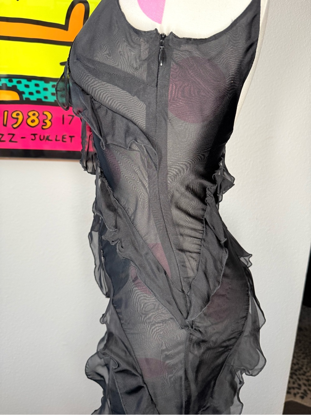 Rat & Boa Selena Black Ruffle Chiffon Maxi Dress XXS - Picture 7 of 16